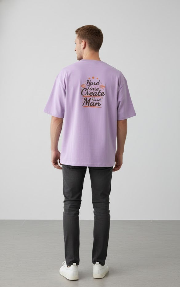 HARD TIME CREATE HARD MAN PRINTED COTTON ROUND NECK OVERSIZE T-SHIRTS BACK