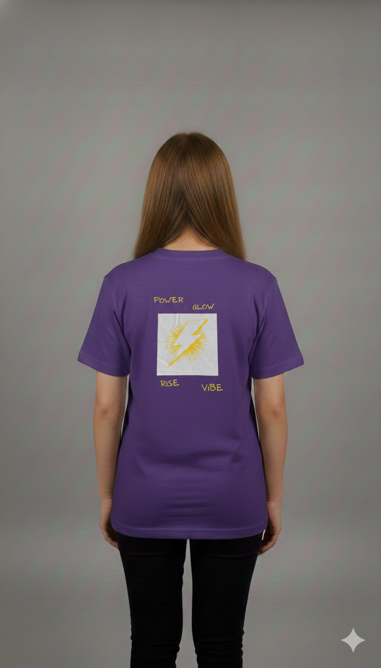 POWER GLOW RISE VIBE PRINTED COTTON ROUND NECK T-SHIRT BACK