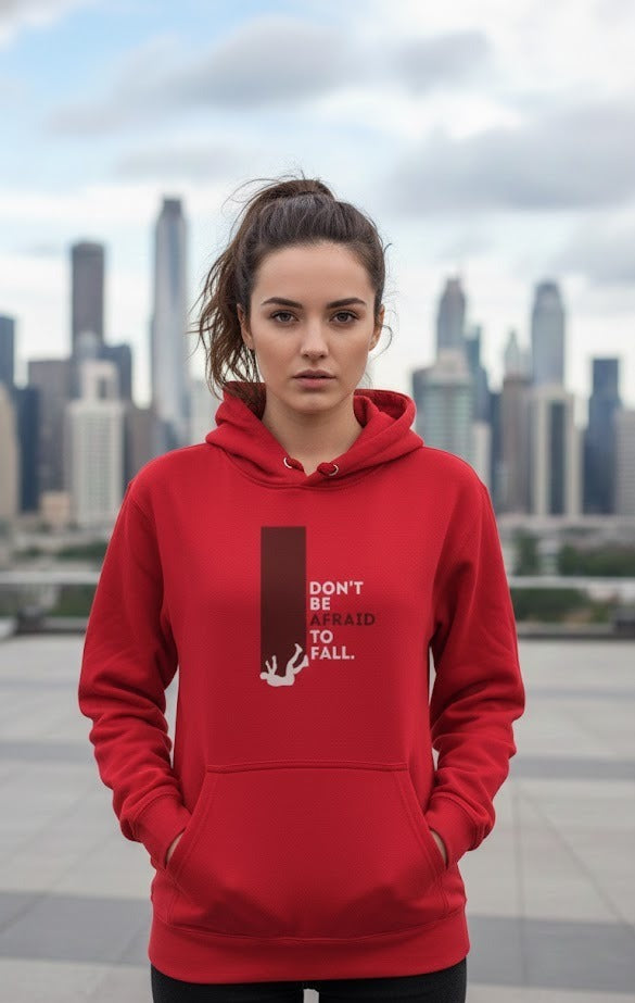 DONT BE AFRAID TO FALL PRINTED COTTON PULLOVER HOODIES