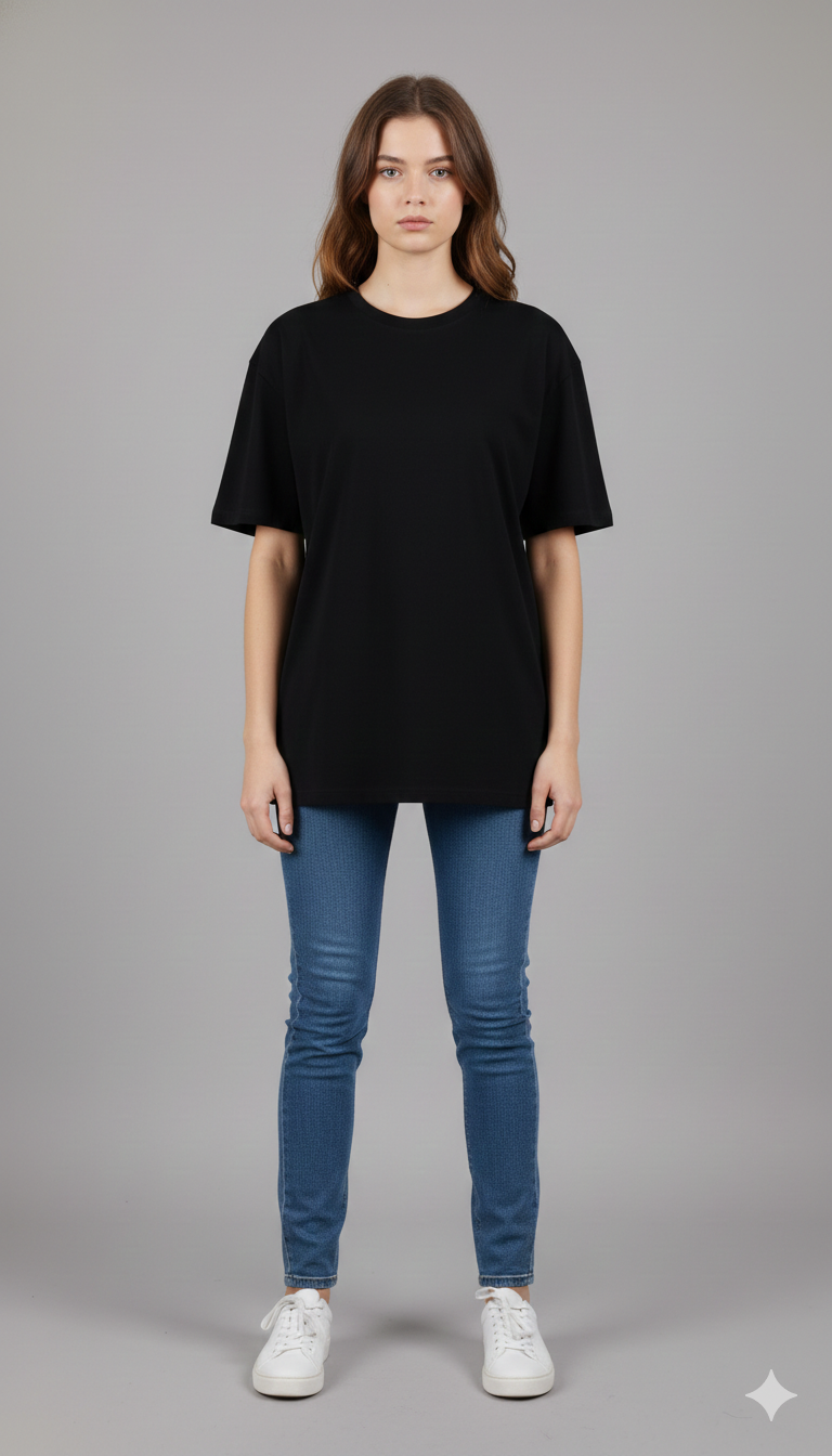 FOCUS ON THE GOOD PRINTED COTTON ROUND NECK OVERSIZE T-SHIRTS BACK