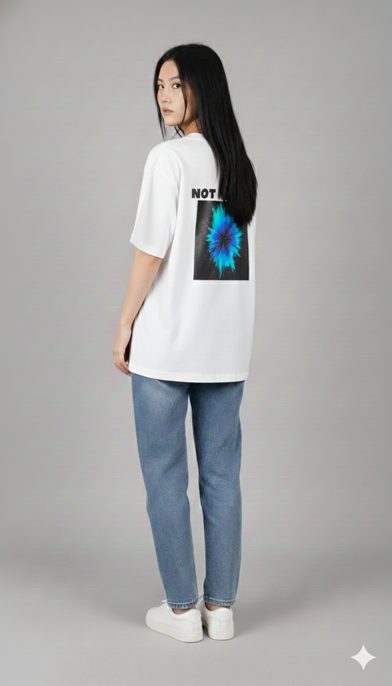 MOTIVATION PRINTED COTTON ROUND NECK OVERSIZE T-SHIRTS BACK