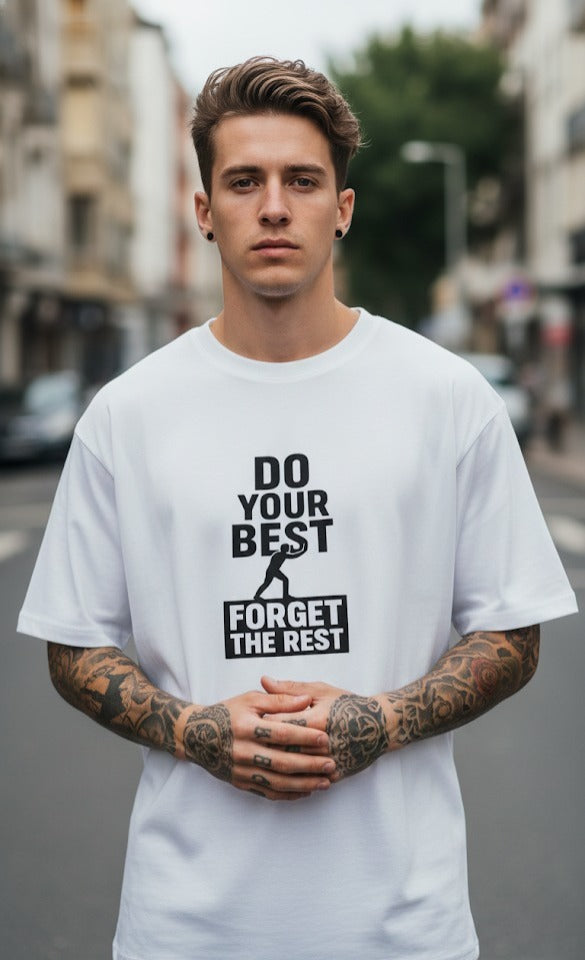 DO YOUR BEST PRINTED COTTON ROUND NECK OVERSIZE T-SHIRTS