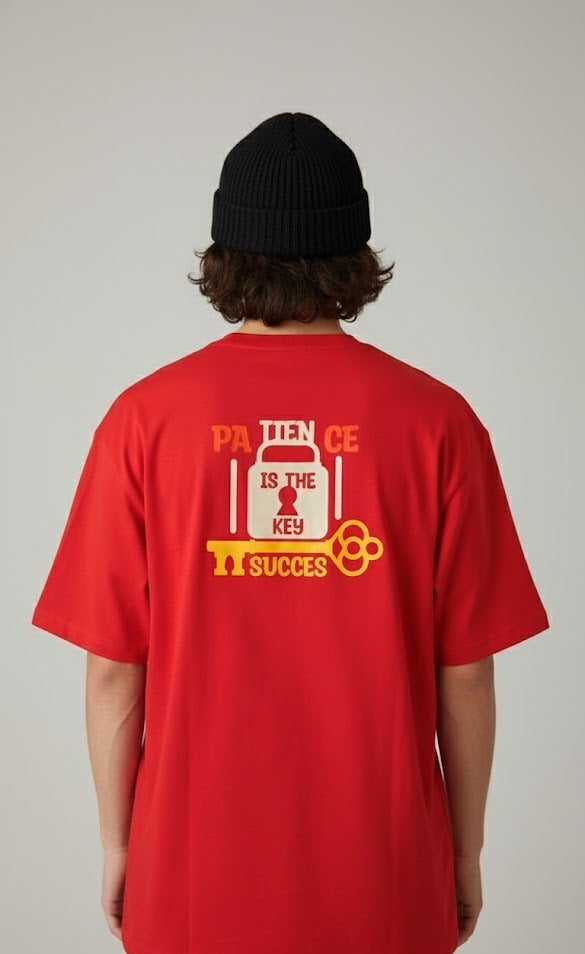 PATIENCE IS THE KEY TALENT PRINTED COTTON ROUND NECK OVERSIZE T-SHIRTS BACK