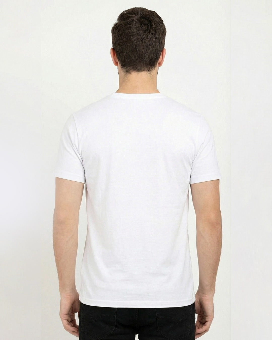 NEVER GIVE UP ORANGE PRINTED COTTON ROUND NECK T-SHIRT