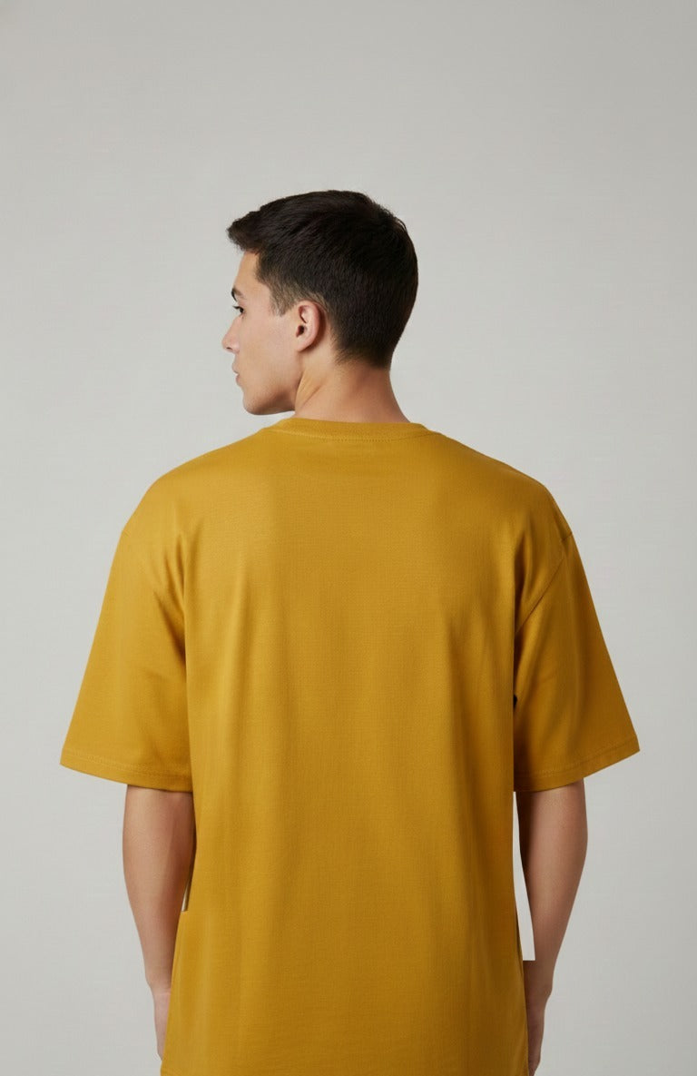 DIFFERENT GRAVY STAY MYSTERIOUS PRINTED COTTON ROUND NECK OVERSIZE T-SHIRTS