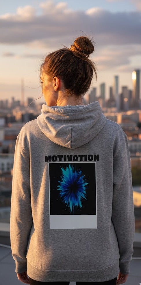RIGHT TIME & MOTIVATION PRINTED COTTON HOODIES 300 GSM