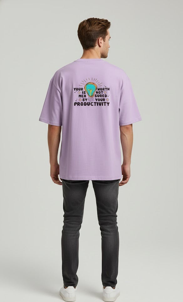 YOUR WORTH IS NOT MEASURED PRINTED COTTON ROUND NECK OVERSIZE T-SHIRTS BACK