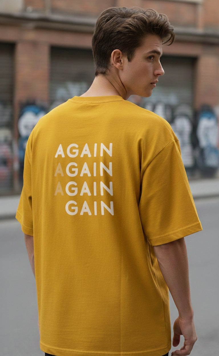 AGAIN AGAIN PRINTED COTTON ROUND NECK OVERSIZE T-SHIRTS BACK