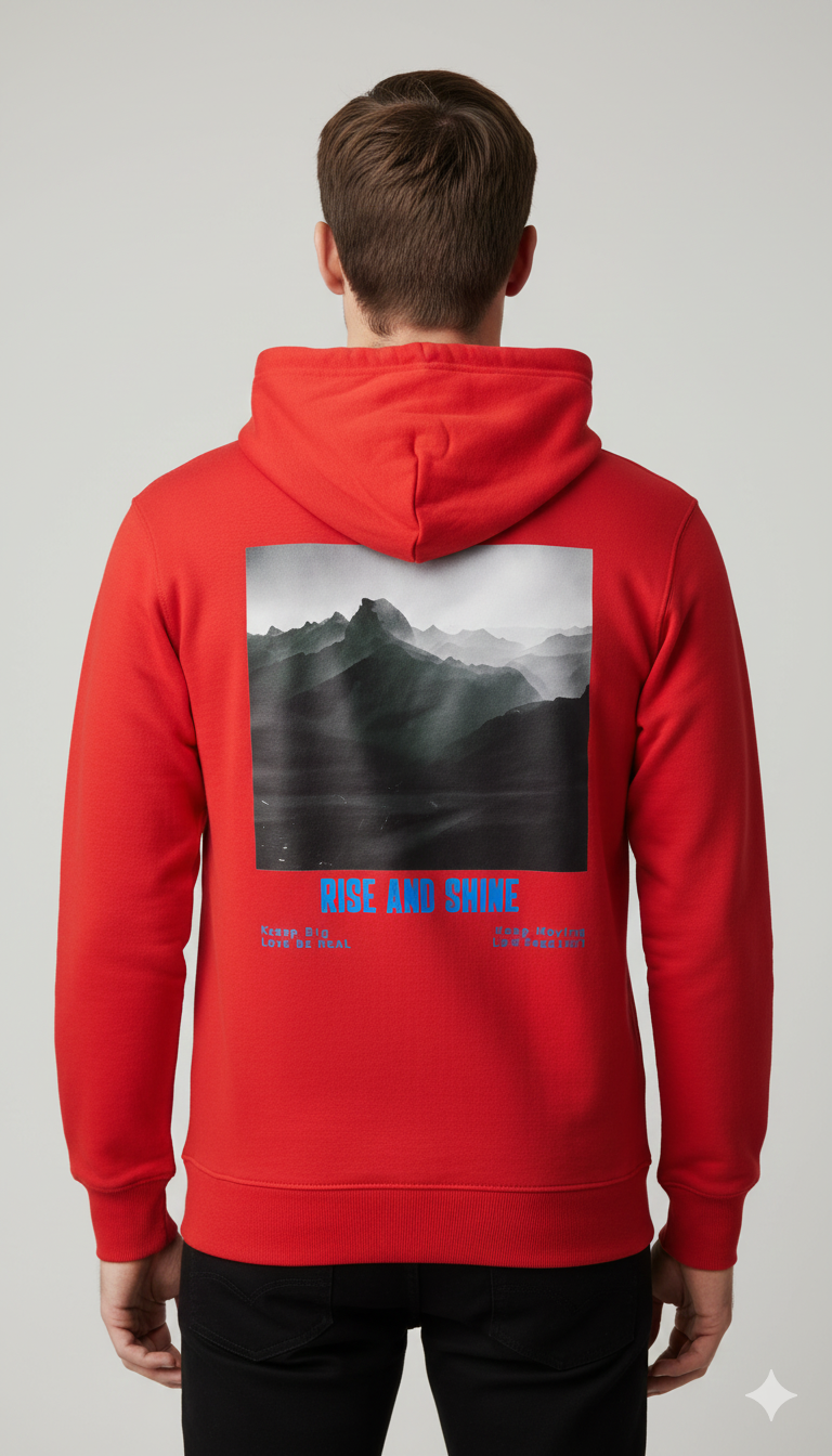 RISE AND SHINE PRINTED COTTON HOODIES 300 GSM