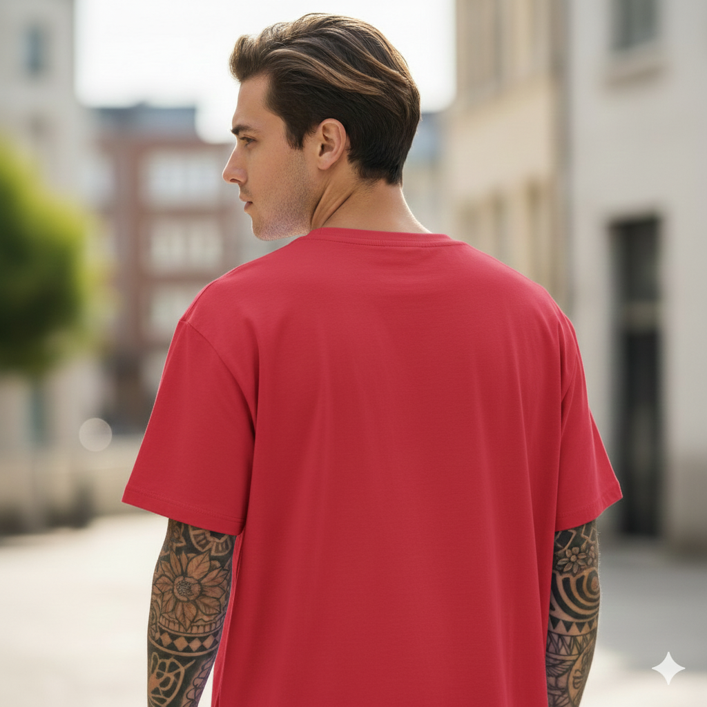 CALM PRINTED COTTON ROUND NECK OVERSIZE T-SHIRTS