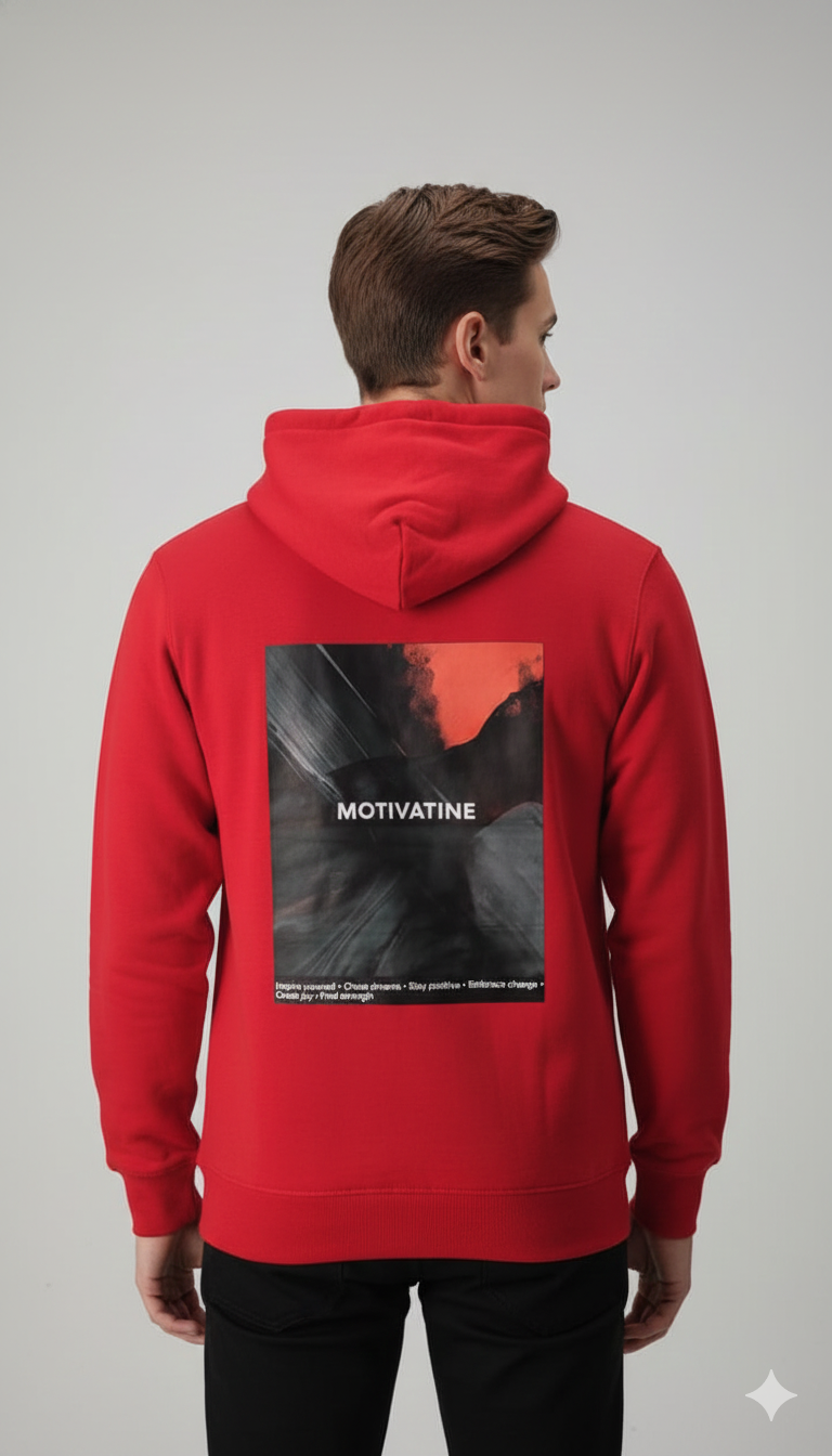 MOTIVATINE PRINTED COTTON PULLOVER HOODIES
