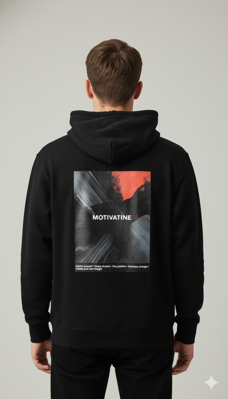 MOTIVATINE PRINTED COTTON PULLOVER HOODIES