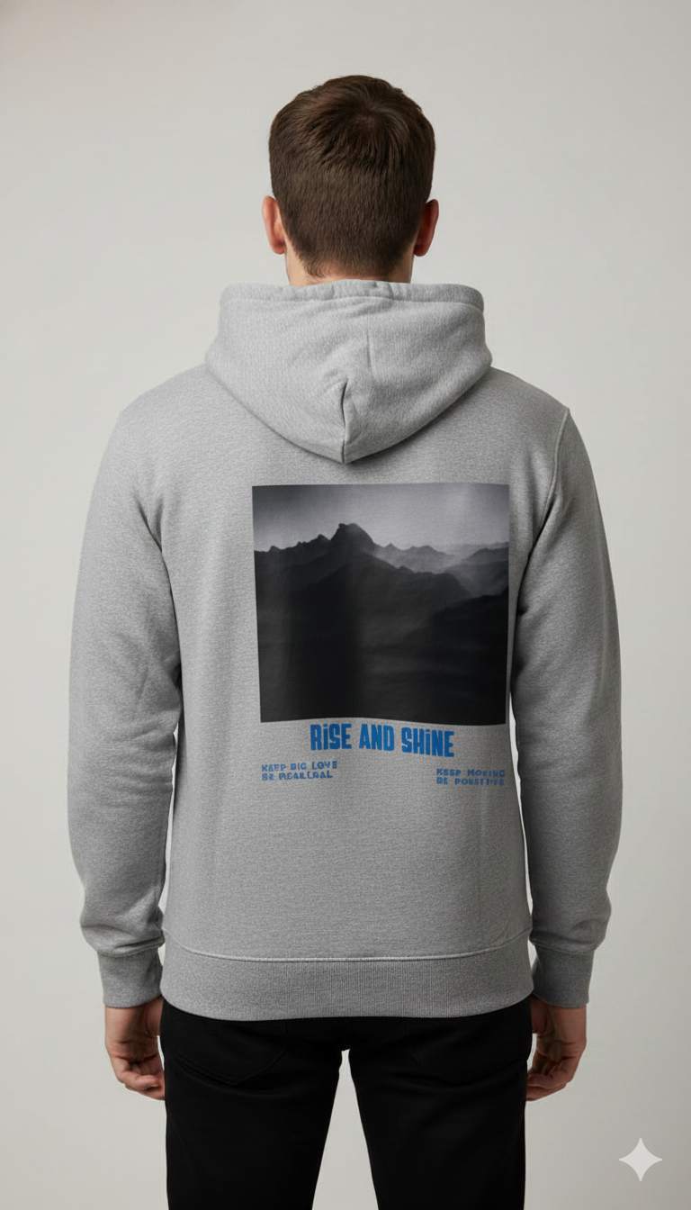 RISE AND SHINE PRINTED COTTON HOODIES 300 GSM