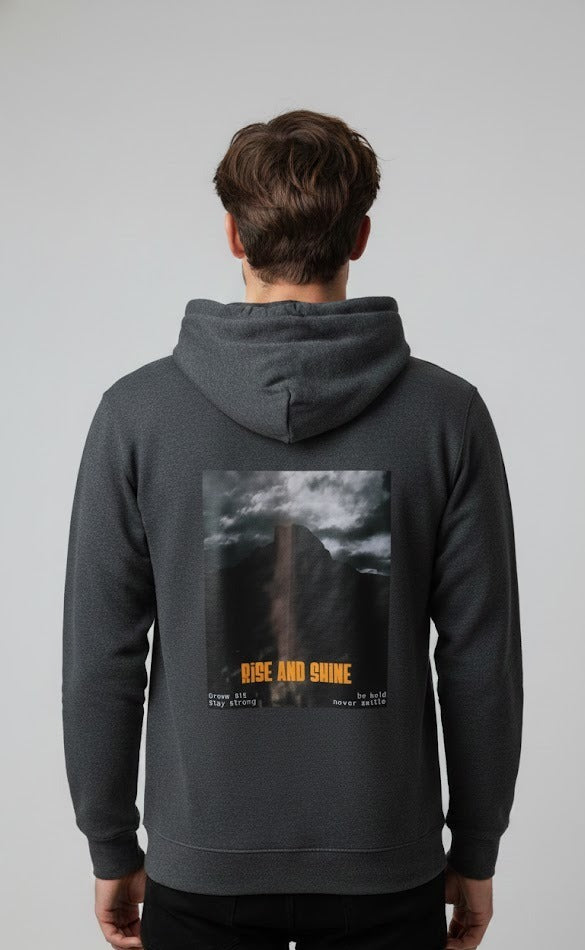 RISE AND SHINE YELLOW PRINTED POLYCOTTON HOODIES