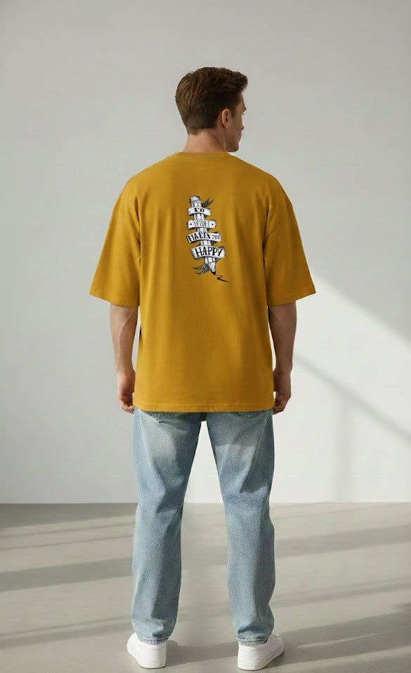 DO WHAT MAKES YOU HAPPY PRINTED COTTON ROUND NECK OVERSIZE T-SHIRTS BACK