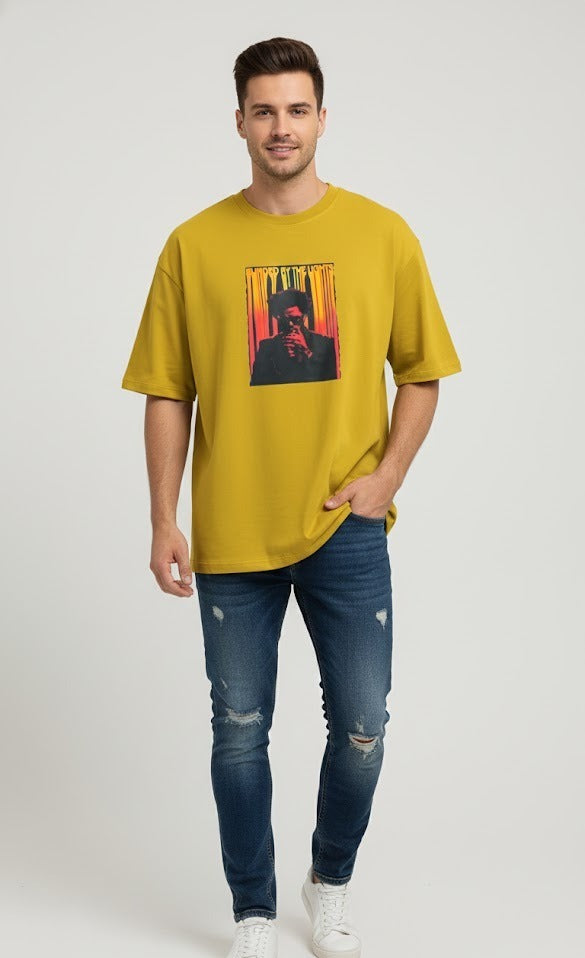 BLINDED BY THE LIGHTS PRINTED COTTON ROUND NECK OVERSIZE T-SHIRTS