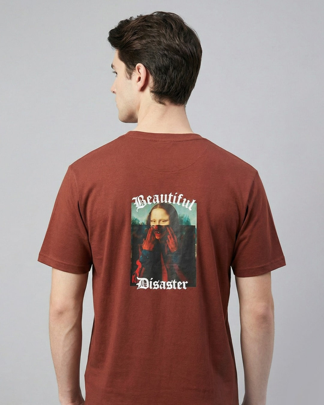 BEAUTIFUL DISASTER PRINTED COTTON ROUND NECK T-SHIRT BACK