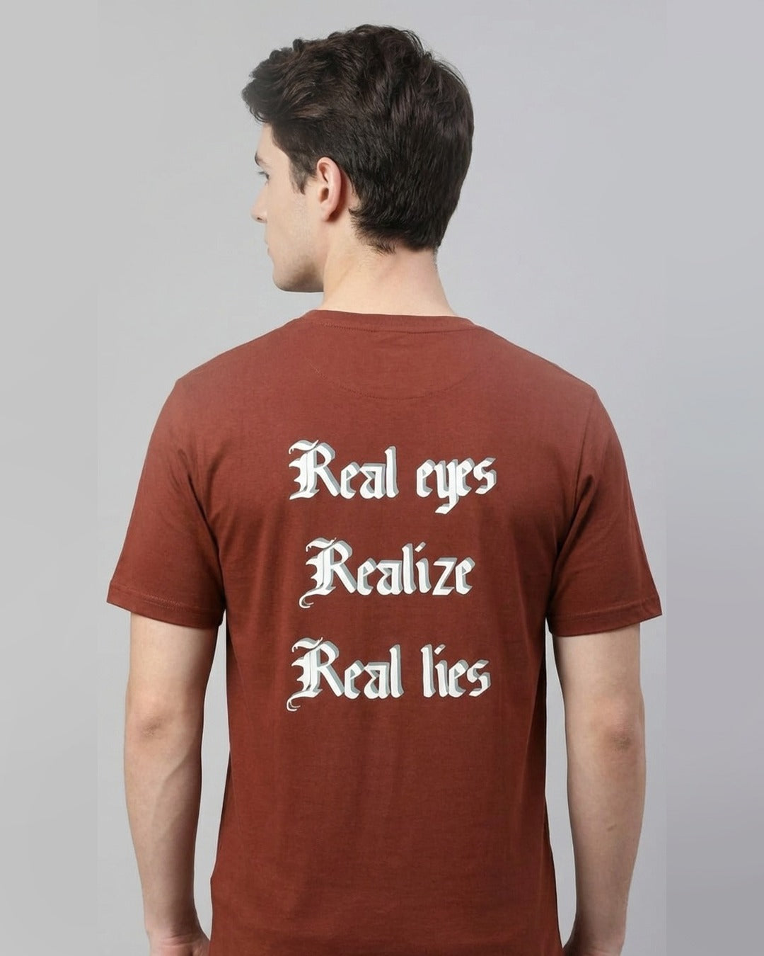REAL EYES REALIZE PRINTED COTTON ROUND NECK T-SHIRT BACK